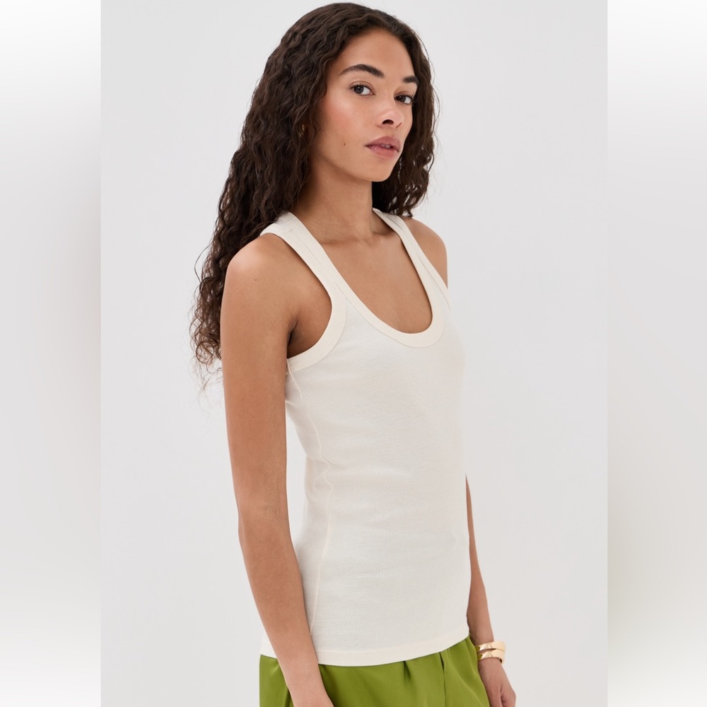 Rohe Cream Fine Rib Scoop Neck Tank - Picture 3 of 11